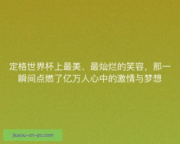 定格世界杯上最美、最灿烂的笑容，那一瞬间点燃了亿万人心中的激情与梦想